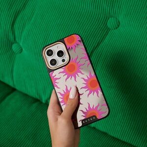 Dutga Pink and Silver Sunburst Phone Case